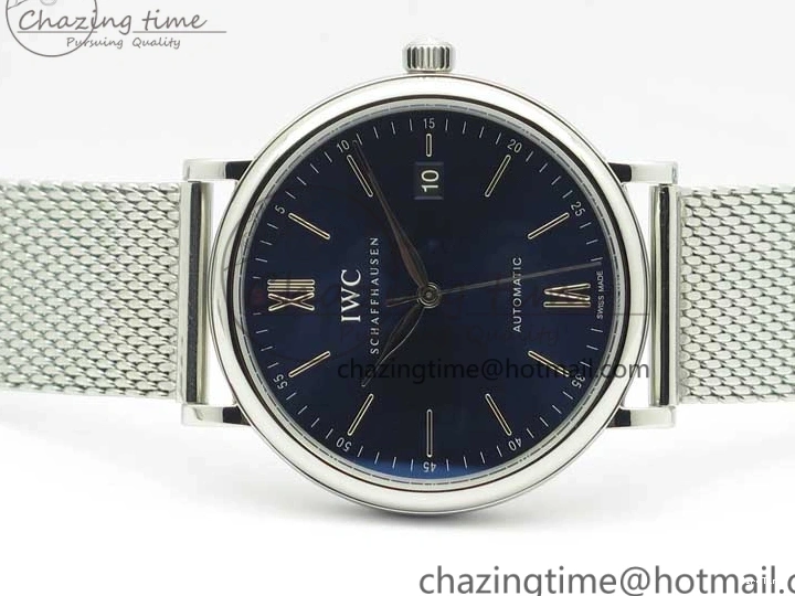 MIROTIME 1218 Portofino IW356501 SS V3 MK 1:1 Best Edition Blue Dial On SS Mesh Bracelet MIYOTA Timeless 7194